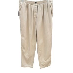Woman Within Womens Khaki Chino Pants‎ 20W Elastic Waist Cotton Twill 31-0866-9